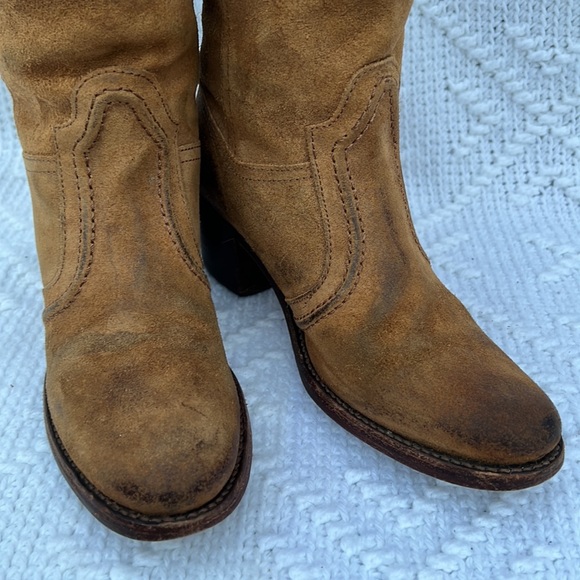 Women’s Frye Jane Stitch Oiled Suede Leather Boots sz 8 - Picture 6 of 14
